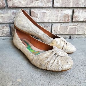 Born lilly flats gold metallic snakeskin shoes